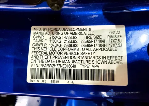 2022 Honda Cr-V Se z USA, uszkodzony, nr VIN 7FARW2H77NE016048